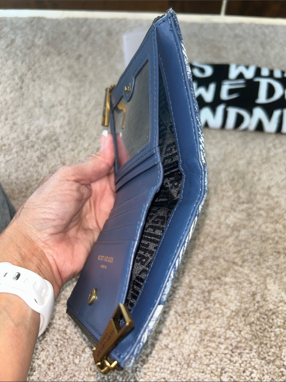 Denim Weave Shoulder Bag in Blue with wallet and dust bag - Picture 8 of 12